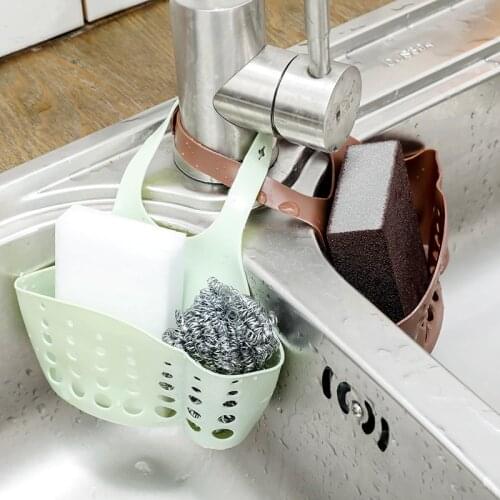 Kitchen Storage Sink Shelf Soap Sponge Drain Rack Silicone Storage Basket Bag Faucet Holder Adjustable Holder Sink Accessories