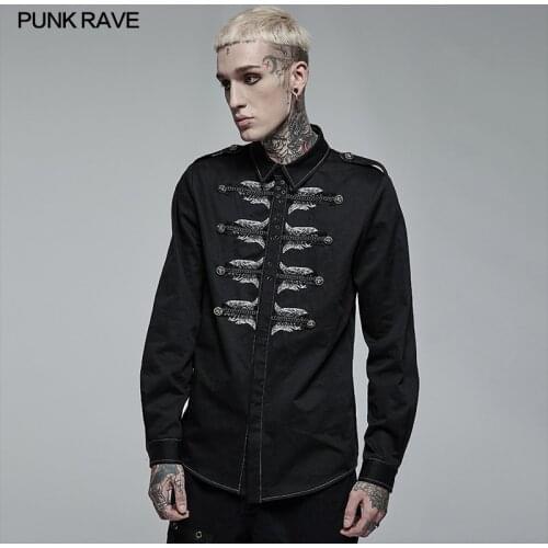 Мужские приталенные рубашки PUNK RAVE China At AliExpress