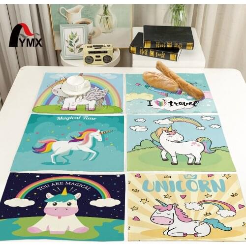 FYMX Unicorn Napkins Cute Unicorns Rainbow White Cloud Mermaid Napkin For Home kitchen Table Decoration