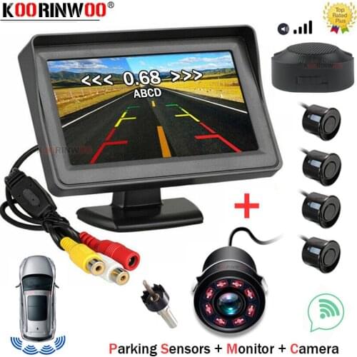 Koorinwoo Radar detector 3 in 1 Parking Sensor +TFT Car Monitor + Parking Camera Security Security Trunk Camera IR Night Vision