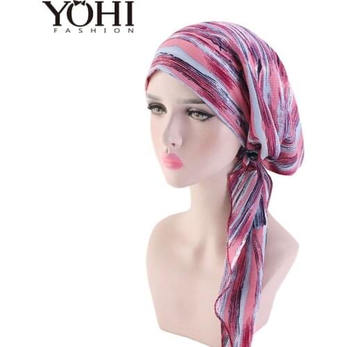 New Fashion Women Tied Bandana Turban Chemo Head Scarf Sleep Hair Cover Hat Headwraps Hats girls hair accessories
