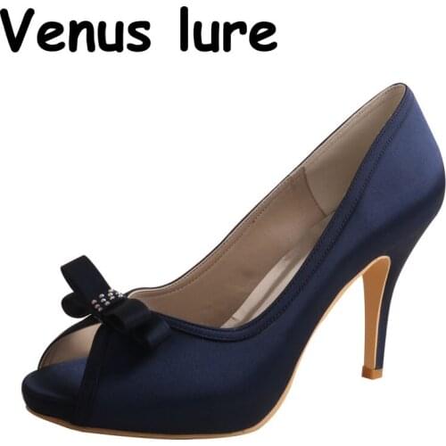 23 Colors Ladies Burgundy Navy Formal Wedding Pump Shoes Open Toe with Platform