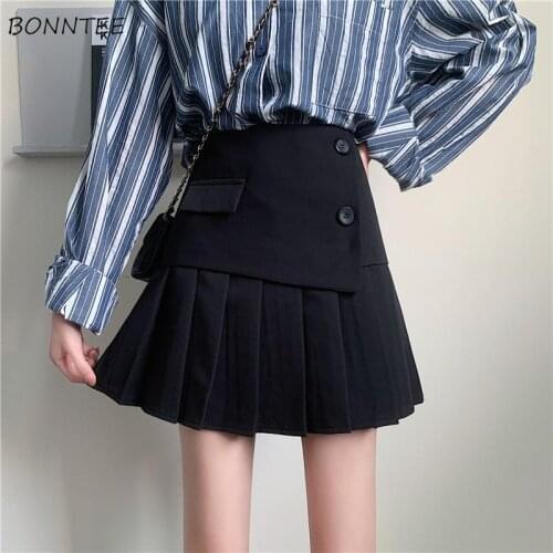 Skirts Women High Waist Simple Leisure All-match Black Fashion Asymmetrical Trendy Elegant Female Design College Harajuku Mini