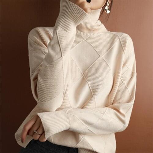 2020 Autumn and Winter New Womens Pullover Sweater Thickened Warmth Fashion Large Size Knitted Wool Sweater High Collar