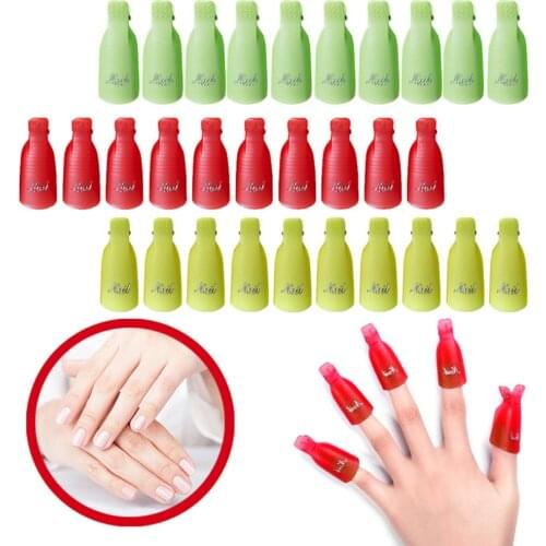 10pcs Lady Toenail Clipper Plastic UV Gel Nail Tips Tool Resurrection Clip Cap Foot Nail Polish Remover Tool