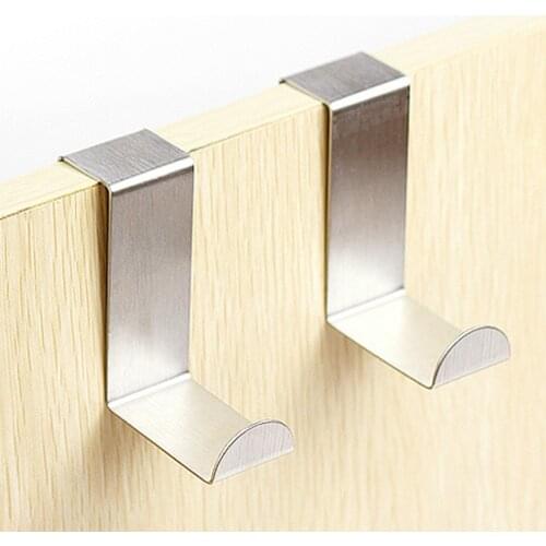 2pcs Door Hook Stainless Steel Kitchen Cabinet Clothes Pothook Hanger Holders Closet Clothes Glass Mug Shelf Hanger