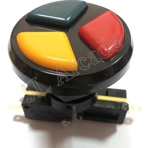 2 pcs Triple Color Arcade Button 3 in 1 Push Buttons Build in Microswitch for Arcade Games Machine Part