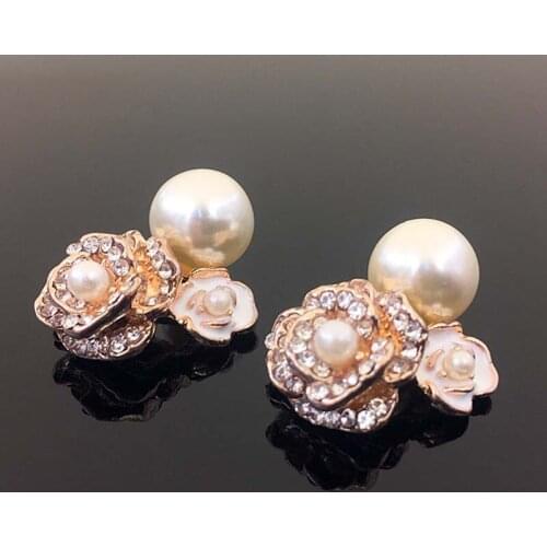 2016New 50Pcs Gold Rose Pearl and Flower Rhinestone Buttons for DIY Embellishment Hair Accessories HZ95