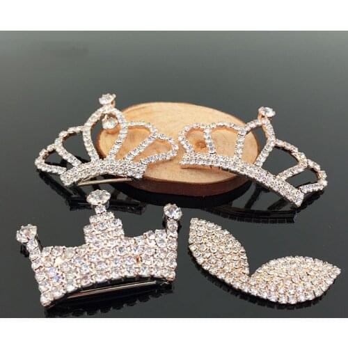 50pcs Crown Crystal strass Rhinestone Applique Flatback Metal Buckle Button Brooch Accessories Wedding Dress Invitation Decor