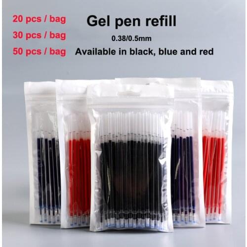 50 pcs/lot Black Blue Red Refills Gel Pen Ink Marker Pen School Office Supply Escolar Papelaria Office Signature Pen Promotional