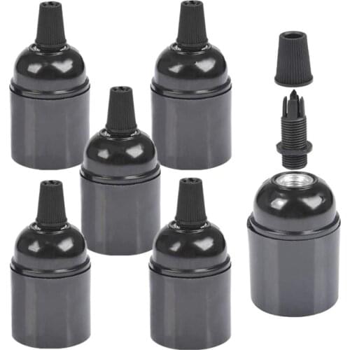 6-Pack Bakelite Lamp Holder E26/ E27 Light Socket Vintage Bulb Socket ES Screw Lampholder for Ceiling/Pendent/Floor