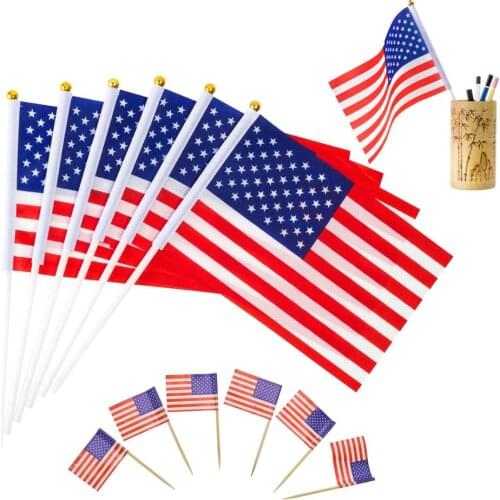American Cake Topper US Flag Stick Parades Supplies World Cup International Festival Events USA Country Flags for Party Deco