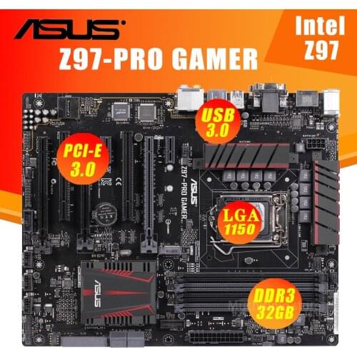 Asus Z97-PRO GAMER Motherbaord i7 i5 i3 PCI-E 3.0 M.2 SATA USB3.0 DDR3 Desktop Z97 Placa-mãe 1150 USB3.0 Intel Z97 ATX Used