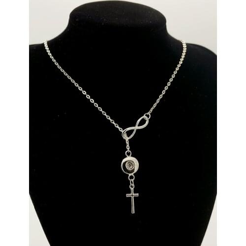 Fashion Trendy cross Slide charming snap necklace chain 50cm fit 12MM snap buttons jewelry wholesale DJ0028