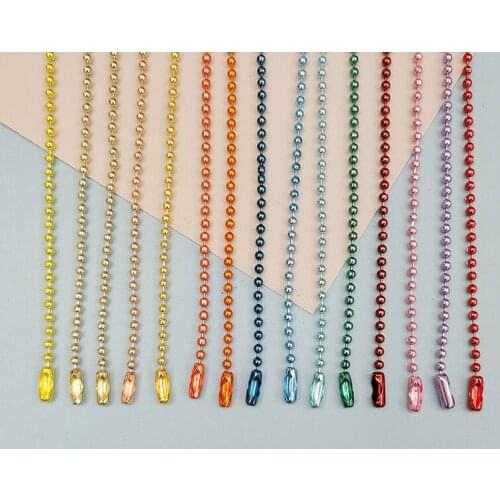 10PCS/bag 2.4mm diameter Color electrophoresis Steel ball chain Necklace clasp Jewelry rope chains Listing rope Length 11cm