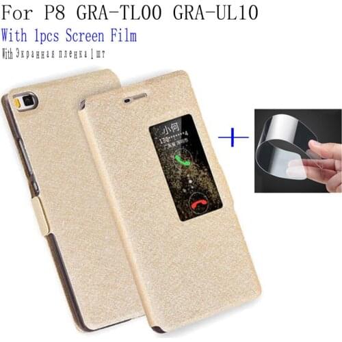 For Huawei P8 case phone cover Smart View Window PU Leather shell For Huawei P 8 Flip case GRA-TL00 GRA-UL10 back cover case