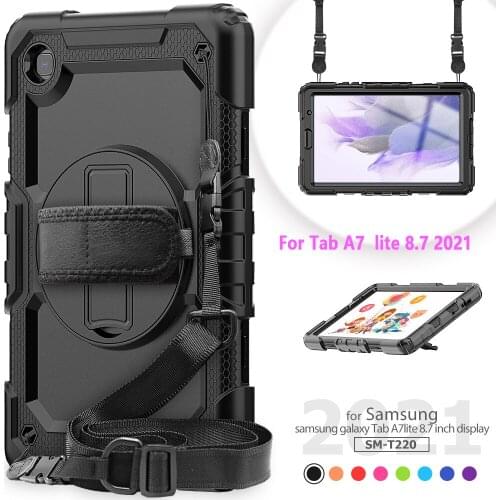 Tablet Case For Samsung Galaxy TAB A7 lite 8.7 2021 TAB A7 Case with 360-degree Rotating Hand Strap Stand Bracket Cover For T225