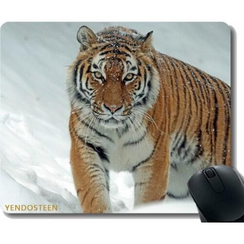 Colors Gaming Mouse Pad Custom Design Mat,Tiger Predator Big Cat Snow 93532 Mouse Pad Mat