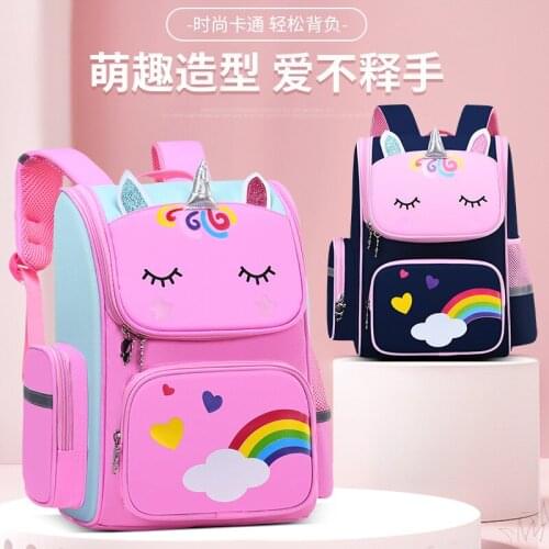 Childrens schoolbags Primary school students from grade one to grade six reduce cartoon unicorn boys&girls' ultralight backpack