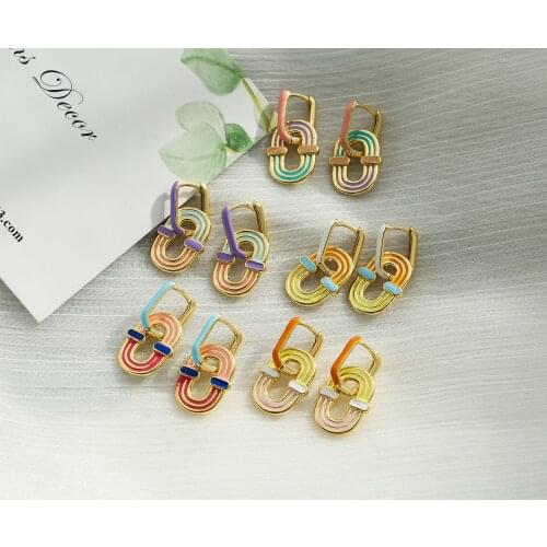 HECHENG,1 Pair,Colorful 2021 Trendy Earrings ,For Women Sweet Candy Color Geometric Jewelry,Wholesale Gifts