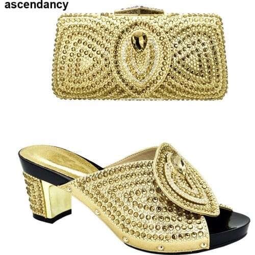 Italian Ladies Shoes and Bags To Match Set Decorated with Rhinestone Plus Size Shoes Women Heel Women Shoes and Bag Set In Italy