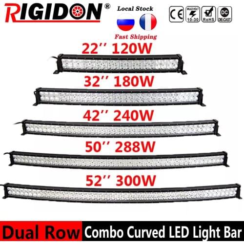 RIGIDON Curved 2-Row 22 32 42 50 52inch Led Light Bar Car Fog Light Truck Light for Offroad Boat 4WD 4x4 SUV UTE UTV 4WD