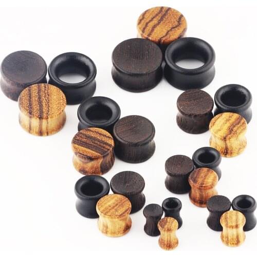 JUNLOWPY 2pcs Wood Flesh Tunnels Plugs Saddle Ear Gauges Lobe Stretcher Expander Solid Hollow Body Helix Piercing Jewelry 6-20mm