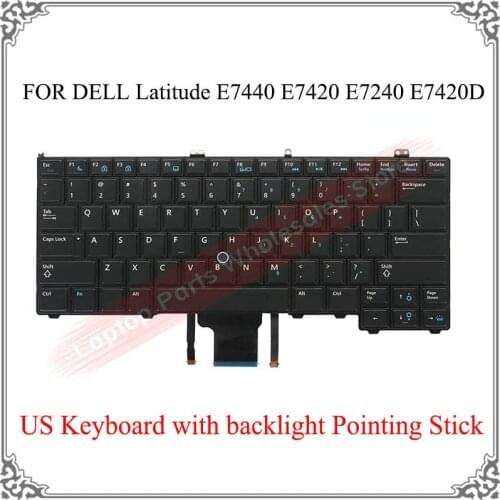 New US Keyboard For DELL Latitude 12 7000 E7440 E7420 E7240 E7420D Laptop Keyboard English with backlight Pointing Stick black