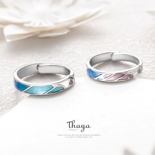 Thaya Multi Color Gradient Rings Adjustable Jewelry 925 Silver Ring Circle Rings For Couples Engagement Gift