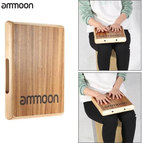Ammoon Compact Travel Cajon Drum Flat Hand Drum Wood Drum Persussion Instruments for Rhythm Sense Practice 31.5 * 24.5 * 4.5cm