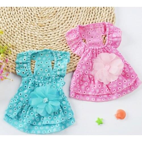 Summer Pet Clothing Breathable Dog Dress Skirt Lace Flower Princess Style Apparel Costume Pet Supplies
