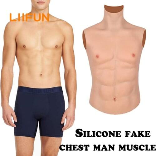 Liifun Realistic Silicone Chest High Collar Fake Male Muscle For Cosplay Artificial Simulation Muscles Man Crossdressers