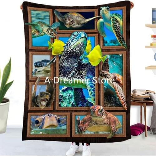 Miracille Blue Sea Turtle Flannel Blanket Printing Throw Weighted Blankets For Adults Sofa Home Couch Bedding