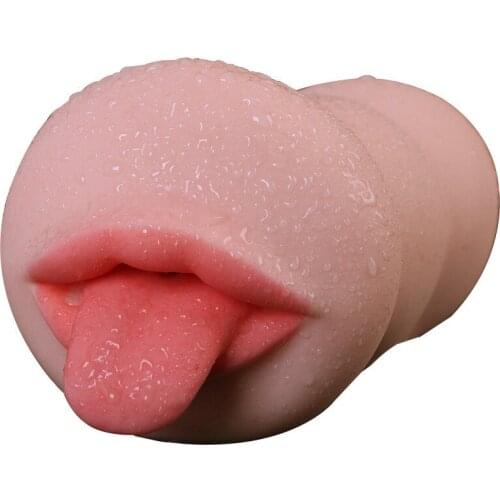 Male Masturbator Real Mouth Pussy Deep Throat Oral Sex Toys Masturbation Cup Lips Tongue Licking Pussy Adult Sex Toy for Men Gay