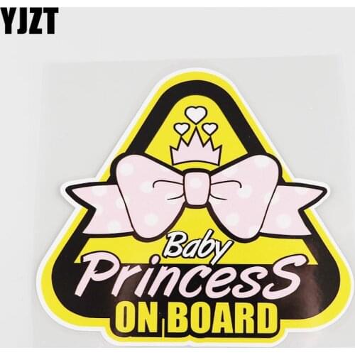 YJZT 14.3CMX12.8CM Baby Princess on Board Car Sticker Triangle outline Pvc Decal 13A-0081