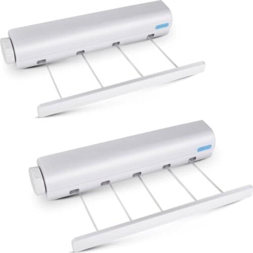 Wall Mounted 4/5 Clothes Line Retractable Laundry Hanger Indoor Outdoor Clothes Drying Rack Clothesline Rope N58C