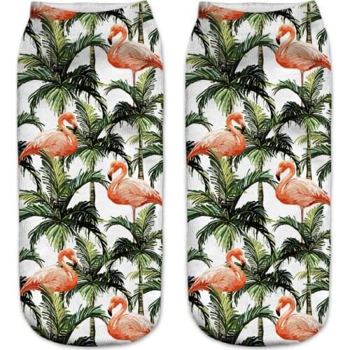 New 3D Print Women Durable Socks Casual Polyester Socks Flamingo Cute Low Cut Ankle Sock Cartoons Casual Type Teenager Socks