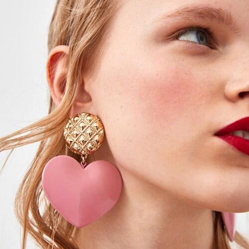 JURAN New Arrivals Fashion Zinc Alloy Jewelry 2018 Hot Sale Love Heart Shaped Drop Earrings For Women Resin Earrings Accessories