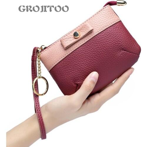 GROJITOO 2020 new coin purse womens hand-held genuine leather fashionable womens soft leather mini elegant hand-held small bag