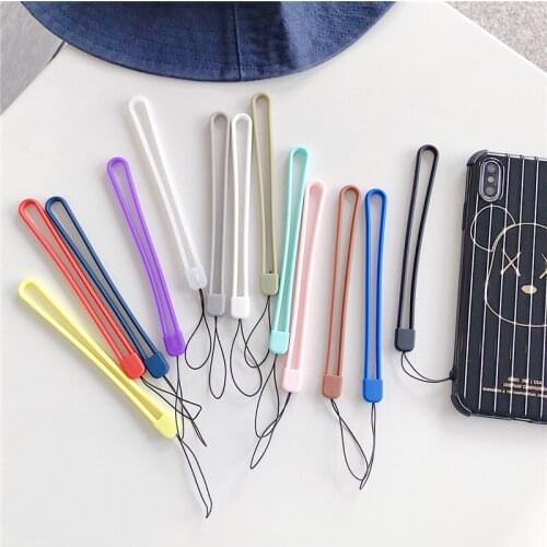 Solid color Silicone Wrist phone lanyards for iPhone 7 X USB Flash Drives lanyard For keys keychains Candy Colors Phone Straps