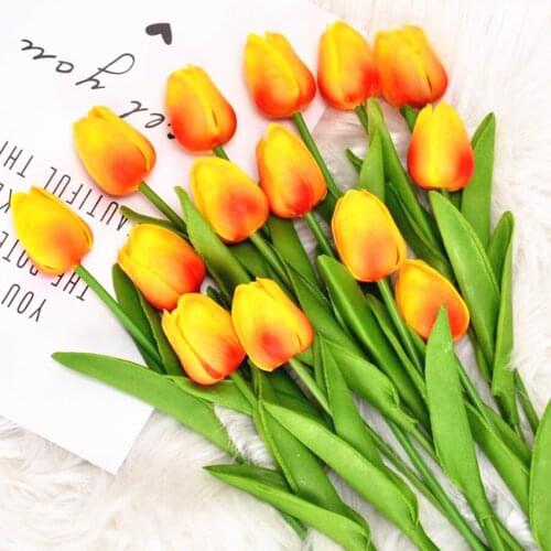 Wholesale 5Pcs Tulip Artificial Flower Real Touch Artificial Bouquet Fake Flower Wedding Decoration Flower Home Garen Decoration