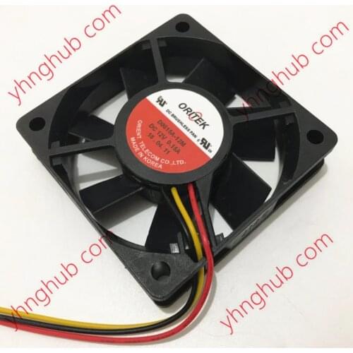 ORITEK D0615A-12M DC 12V 0.15A 60x60x15mm 3-Wire Server Cooling Fan