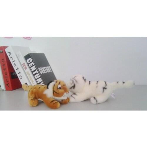 A pair of small cute plush lying tiger toy high quality yellow&white tiger doll gift about 25cm 2772