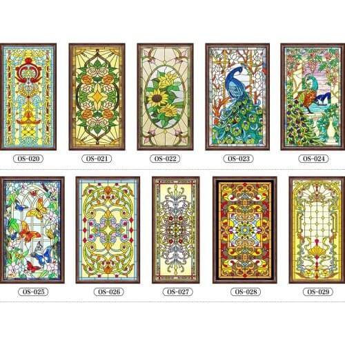 Custom Size window film No glue scrubs translucent church stained glass film and doors wardrobe furniture foil stickers 90x100cm
