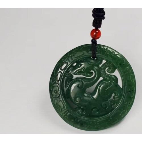 Natural hetian jasper jade handcarved dragon pendant simple retro pendant temperament jewellery fashion for women men