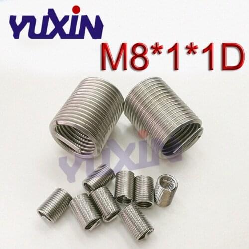 100pcs M8*1*1D Wire Thread Insert Stainless Steel 304 Wire Screw Sleeve, M8 Screw Bushing Helicoil Wire Thread Repair Inserts