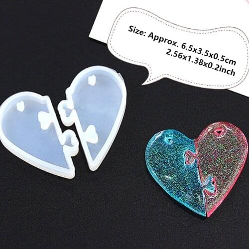 Split Heart Designs Silicone Mold Casting Love Epoxy Resin Pendant Mould For DIY Polymer Clay Jewelry Pendant Craft Mould Tool