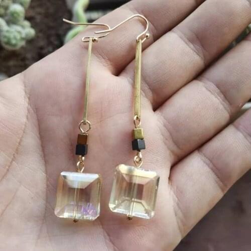 Natural stone pendant earrings Magnetic Quartet Earrings