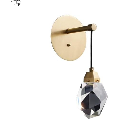Northern European Luxury Copper Crystal Wall Lamp Post-Modern Wall Sconces Aisle Living Room Bedroom Lights Bedside Background