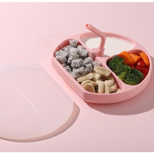 Silicone Baby Feeding Bowl suction cups compartments integrated bowl Children Dishes Training Tableware Kids Feeding Bowls